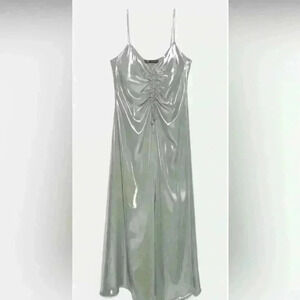 ZARA- Limited Edition Metallic Silver Cocktail Dress Sz XS